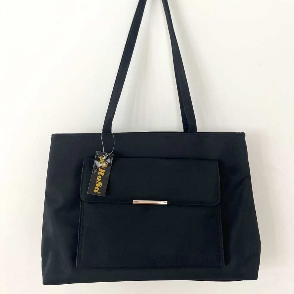 NWT black bag with pockets, magnetic closure, laptop size
